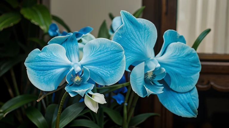 Blue orchids.