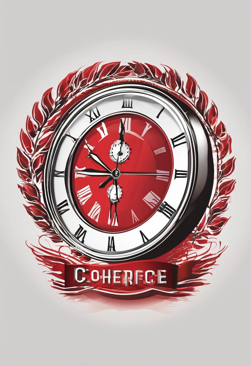 create a clock logo for a corporate team button in red