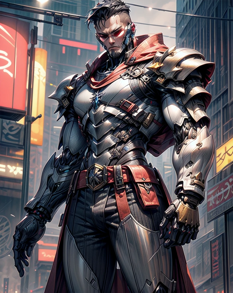 a man with a sleek yet tactical armored leather military trench coat, flat masculine chest, mechanical mecha knight head with a narrow visor, sleek and revealing armor plated under suit with waist cut outs, beautifully engraved upper arm and shoulder armor, androgynous charm with slim yet heavily muscled physique, sylphlike with a sleek waist, toned yet beautifully sleek cybernetic arms and mechanical arms and legs, mecha muscles, brass metal armor and brown leather, dieselpunk, best quality, 4k, 8k, highres, masterpiece, ultra-detailed, realistic, photorealistic, photo-realistic, HDR, UHD, studio lighting, ultra-fine painting, sharp focus, physically-based rendering, extreme detail description, professional, vivid colors, bokeh, portraits, concept art