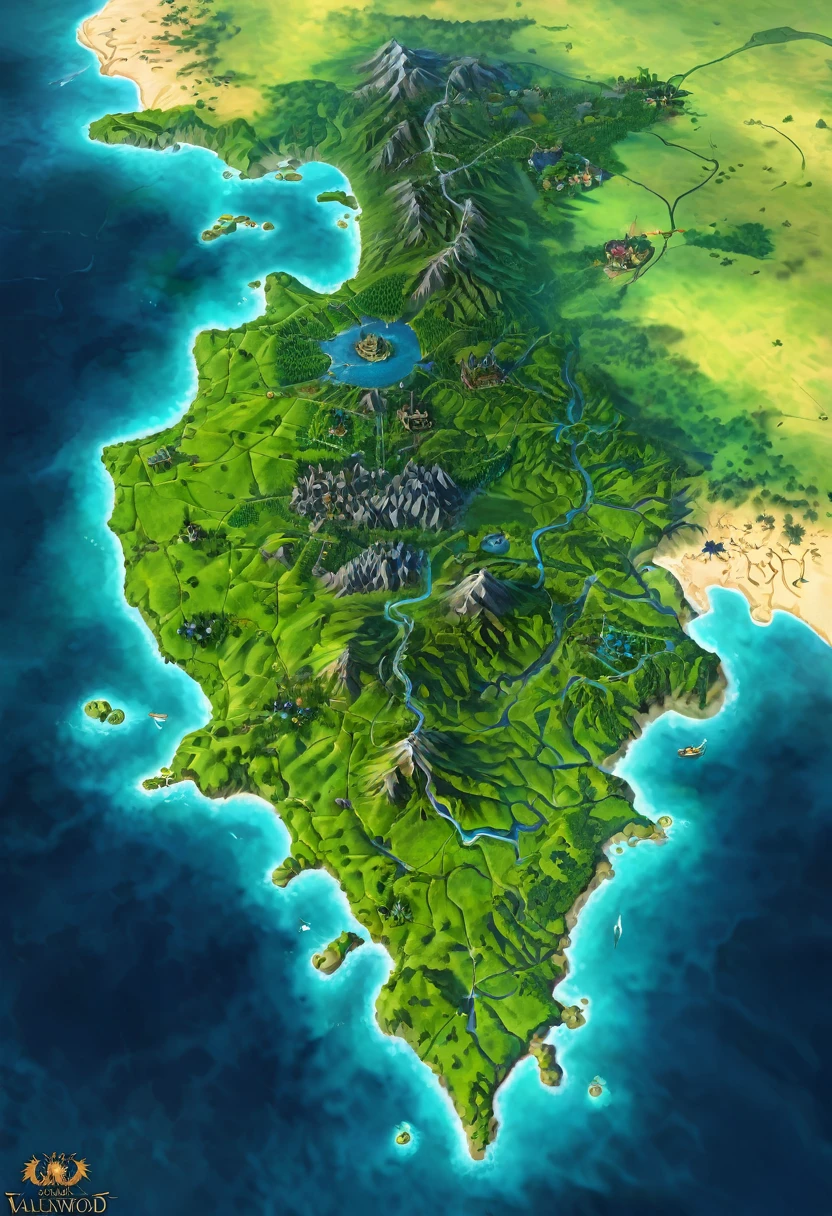 (best qualityer,4K,8k,high resolution,work of art:1.2),super verbose,(real,Photoreal,photo-real:1.37), highlighting the continent of Valoria, demarcating the country Ravenwood and its capital, the kingdom of Eldoria. The country Stormhaven and its capital Seaforth and the country Evershade and its capital Ironclad.