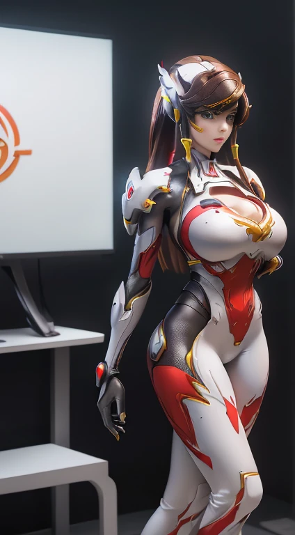 (1 Girl,Solitary:1.5), (Super detailed face), ((Mecha Phoenix Head:1)), (,Large Breasts:1.5), (Cleavage:1.3), (Muscle Abs:1.2), (Mechanical arm guards:1.4), ((Wear the white and red mecha Overwatch armor set, Black Mecha Skinny Suit Pants, Mechanical arm guardsOR LEGS, High heel:1.5)), (Busty muscular female body), (glowing skin:0.8), (Long legs, whole body:1.1), (Looking at the audience:1.3), (Female focus:0.886), (Walking the corridors of the future space station:1), (bright white room:1.3), Super texture, Unreal Engine Rendering, Physically Based Rendering, Ultra HD, 16K, 1080p.