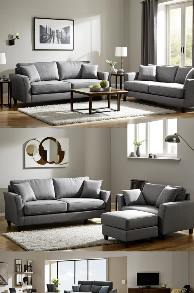 Generates a room with a sofa and a silver