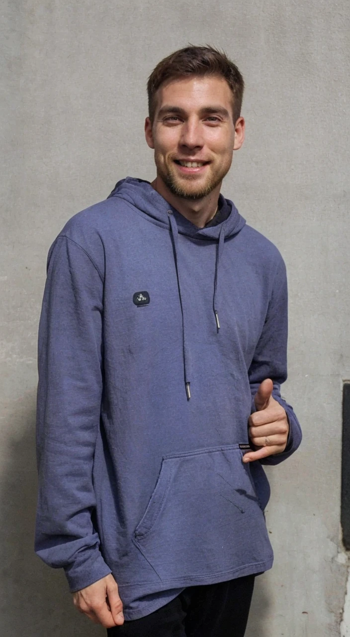 (RAW photo:1.2), a 28 years old white man 180cm 80kg, short brown straight hair wearing black t-shirt black trausers on the street ,short beard, best quality, 8k, uhd, photorealistic, textured skin, smile 0.8