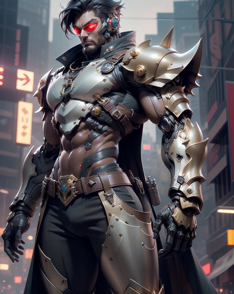 a man with a sleek yet tactical armored leather military trench coat, flat masculine chest, mechanical mecha knight head with a narrow visor, sleek and revealing armor plated under suit with waist cut outs, beautifully engraved upper arm and shoulder armor, androgynous charm with slim yet heavily muscled physique, sylphlike with a sleek waist, toned yet beautifully sleek cybernetic arms and mechanical arms and legs, mecha muscles, brass metal armor and brown leather, dieselpunk, best quality, 4k, 8k, highres, masterpiece, ultra-detailed, realistic, photorealistic, photo-realistic, HDR, UHD, studio lighting, ultra-fine painting, sharp focus, physically-based rendering, extreme detail description, professional, vivid colors, bokeh, portraits, concept art