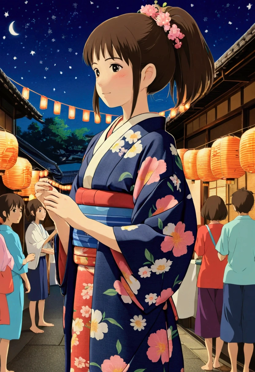 Ghibli　　summer　　night　festival　market　Yukata　girl