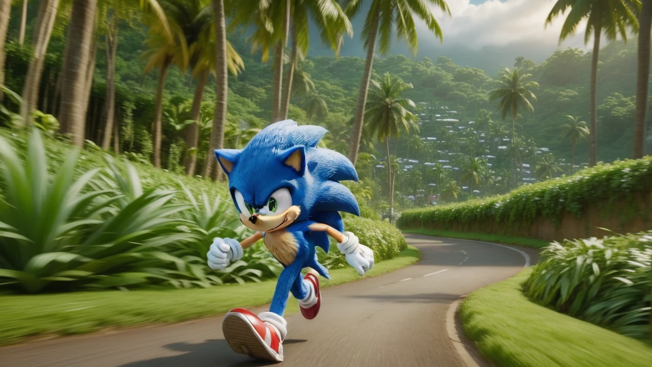a sonic the hedgehog running through the spring yard zone, 8k, detailed vibrant purple buildings, detailed futuristic robotnik robots in the background, highly detailed, extremely detailed, cinematic lighting, photorealistic, volumetric lighting, dynamic motion blur, intricate detailed environment, ultra detailed, masterpiece