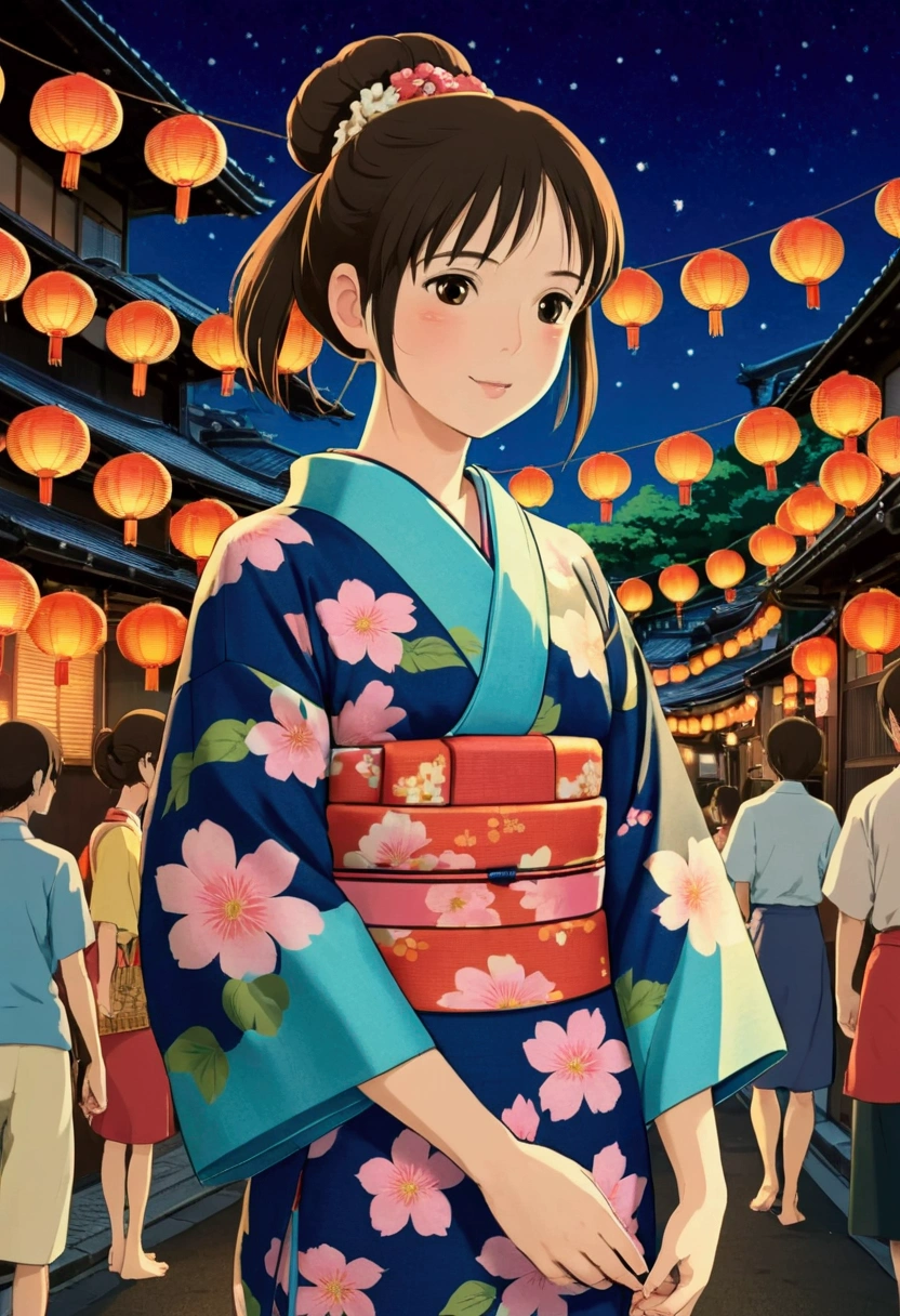 Ghibli　　summer　　night　festival　market　Yukata　girl