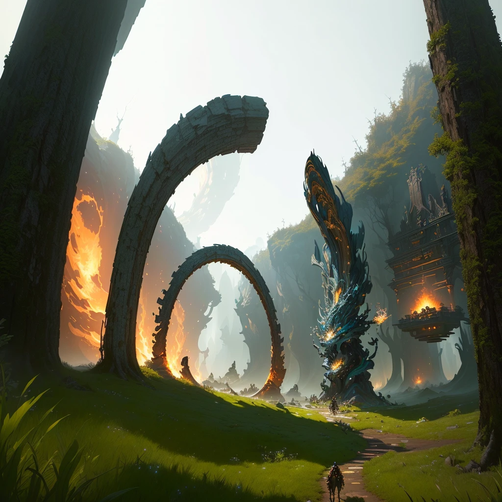 masterpiece, best quality, (extremely detailed CG unity 8k wallpaper), (best quality), (best illustration), (best shadow), absurdres, realistic lighting, (Abyss), beautiful detailed glow, art by PeterMohrBacher, fire, firey rings,