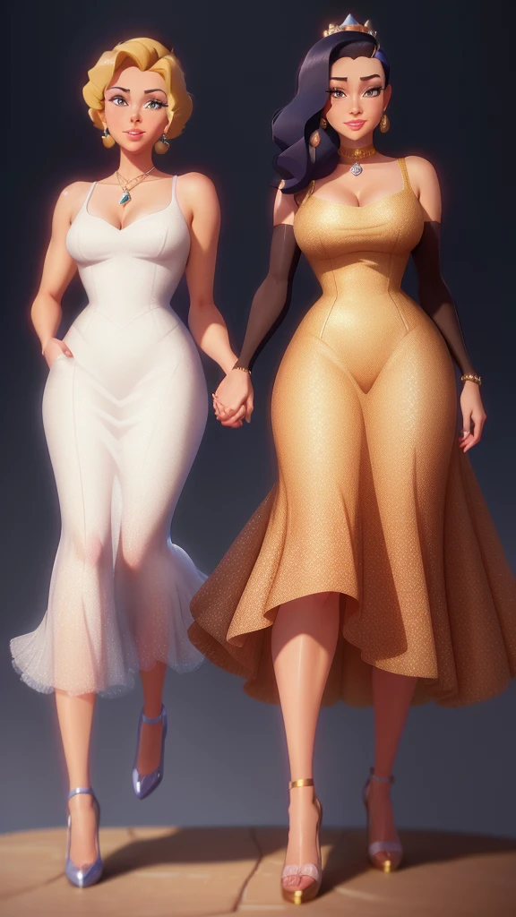 Close -up,a woman in a dress and a man in a vest talking, animated film, animation style render, in style of disney animation, medium shot of two characters, animated movie, lovely couple, animated still, 3 d animated movie, stylized as a 3d render, inspired by Altoon Sultan, 3 d render stylized, animation film, handsome, (good looking )