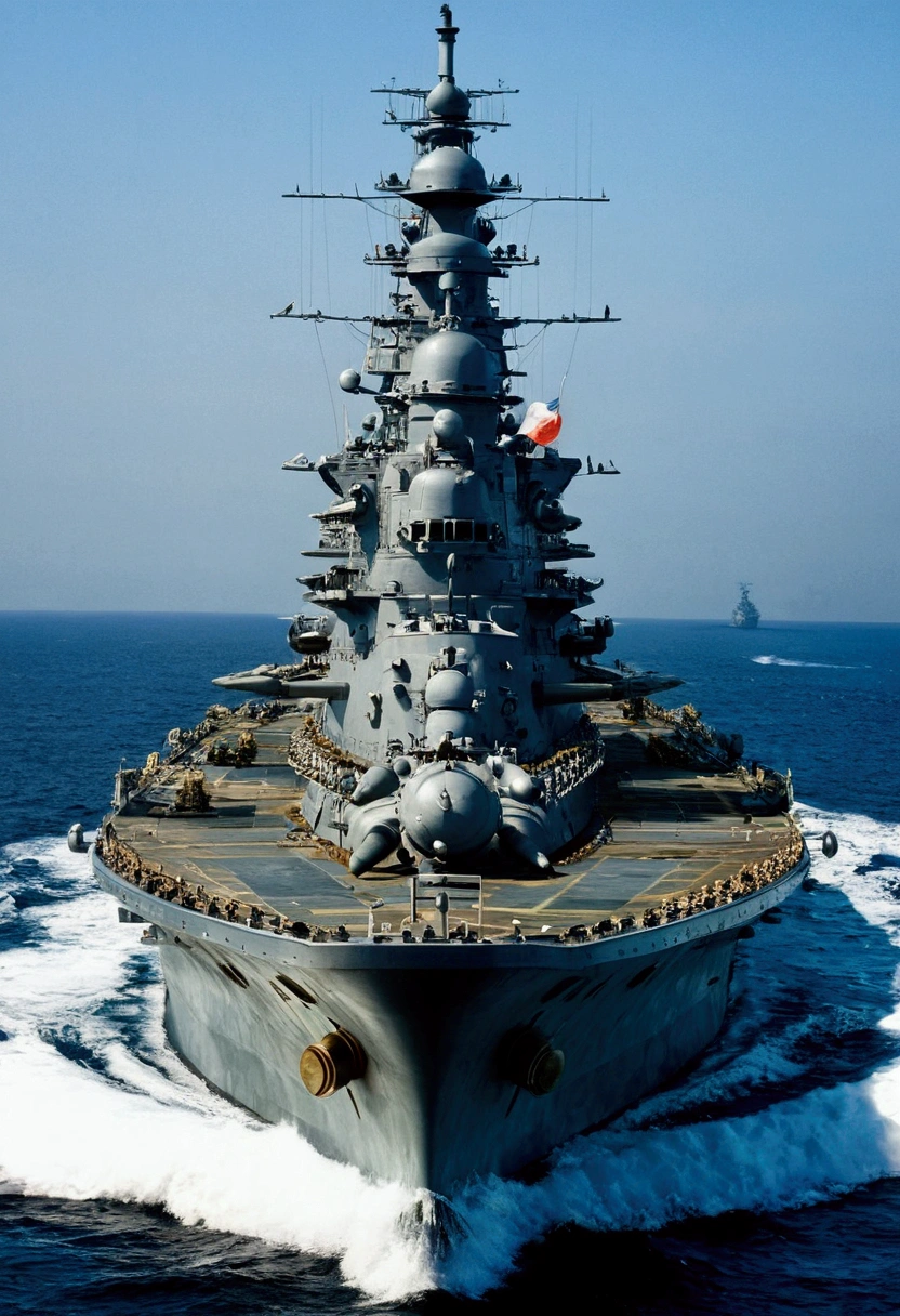 Showa era battleship　The back of a battleship is round