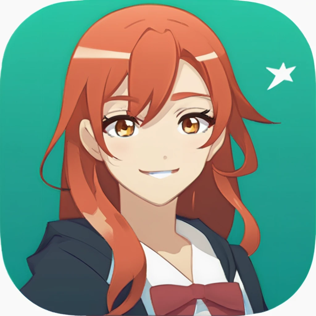 One girl, Redhead, Winks, Anime Style, icon, iOSiconアプリ, icon app,