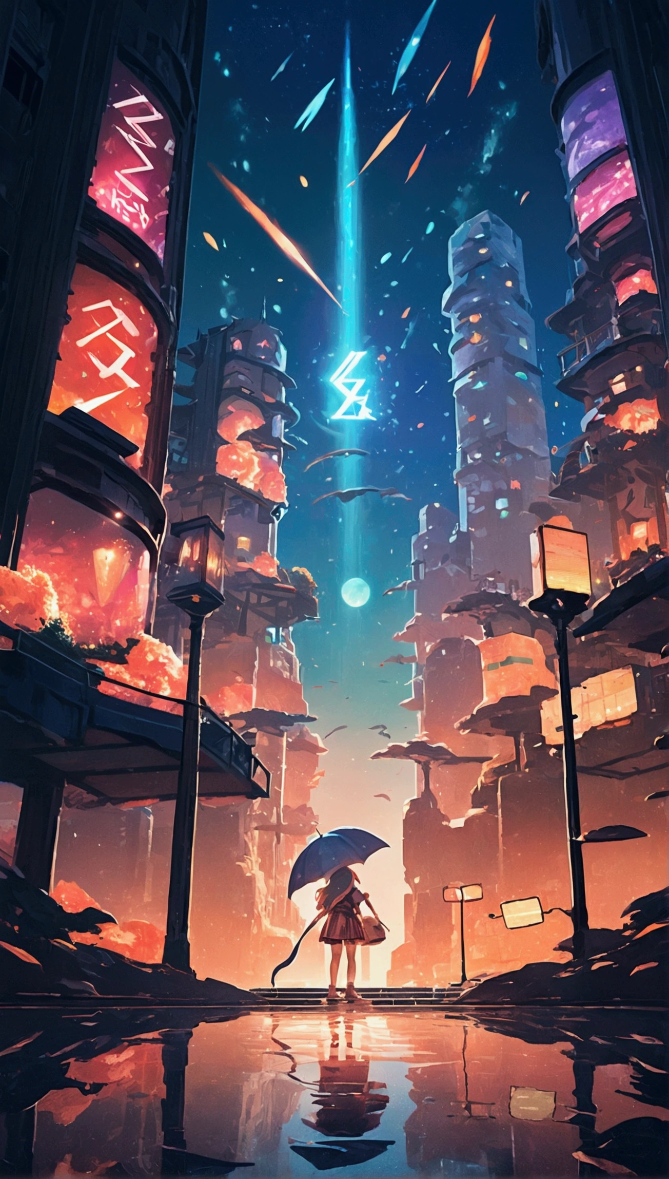 animesque、Faraway view、landscapes、vanishing point、Outrageous resolution、hight resolution、ultra-detailliert、The upper half shows the universe、Below is the sea、Bright atmosphere、Fantasia、magia、Mare、Daylight hours、clean blue sky、sunlight shining、prisma、beautiful lighting、Bright lighting、Soft lighting、Lots of shining magic light、Iridescent light、(Spark:0.7)