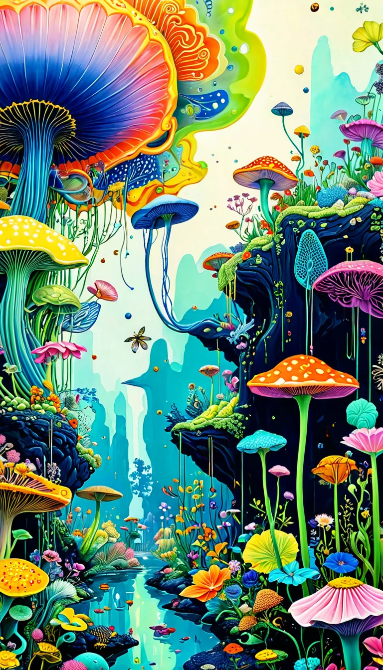 多种元素of强烈视觉融合，Broto，microorganism、Plantar、Wildlife life，Sewing Abstract Painting，描述自闭症患者of内心世界，Sense of space，Blank space，有趣of，Innocence，Psychedelic Art，of