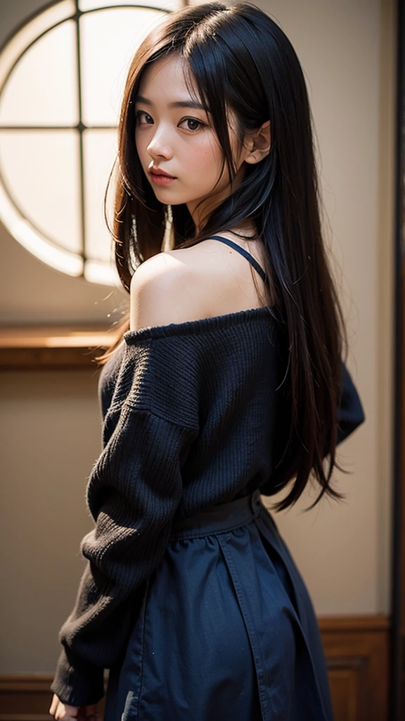 One girl, High resolution, Black Hair, Fisheye Shot,