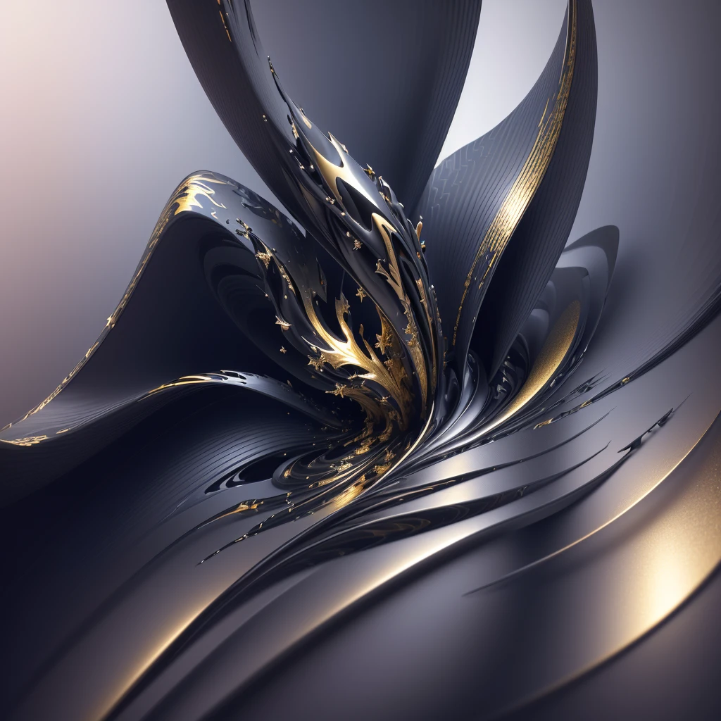 there is a shiny silver ((black and gold)) sculpture, abstract cloth simulation, abstract liquid, 3 d fluid simulation render, rendered in octane, liquid simulation background, rendered in redshift, soft organic abstraction, 3d rendered in octane, 3 d rendered in octane, flowing material, ultra detail. digital painting, smooth 3d cg render, rendered in arnold