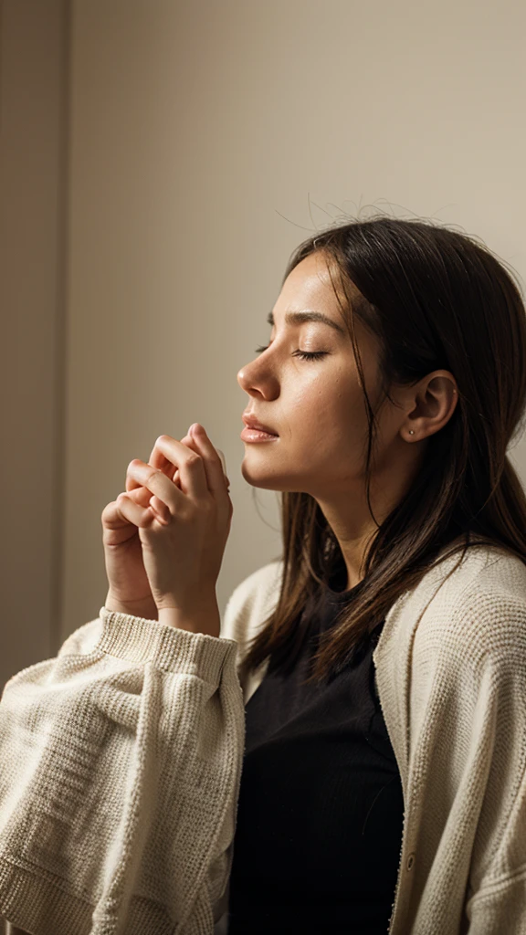 Woman praying aside