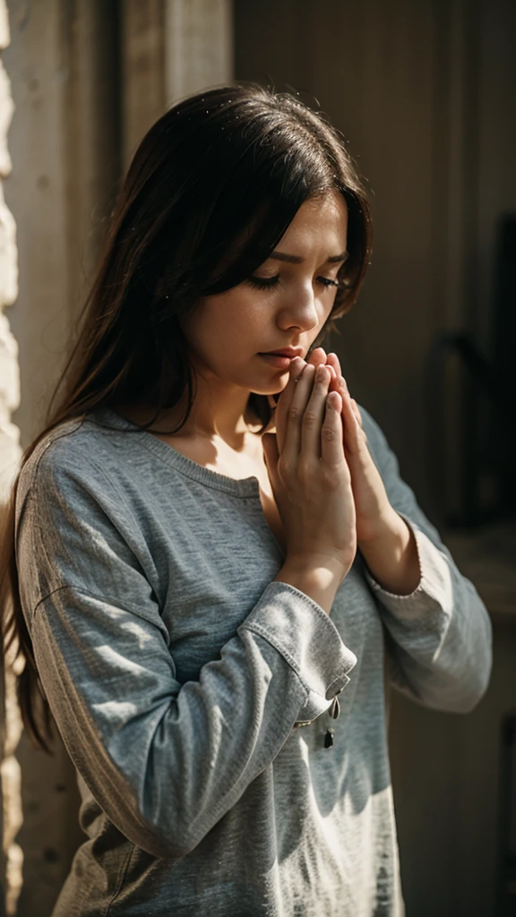 Woman praying aside