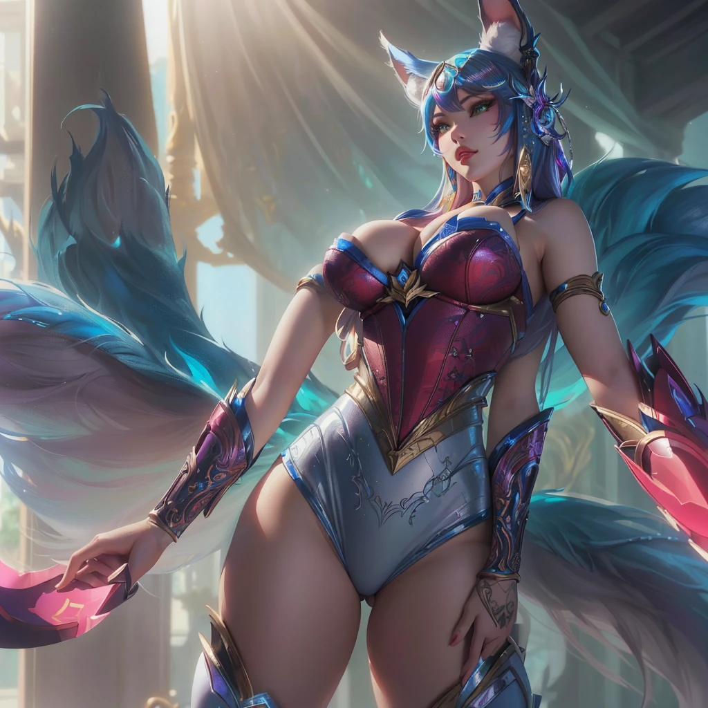 um close up de uma mulher em um traje com asas, extremely detailed Artgerm, Ahri, Ahri from league of legends, Samira do League of Legends, in the style Artgerm, wlop and Artgerm, modelo | Artgerm, Artgerm detailed, style ivan talavera and Artgerm
