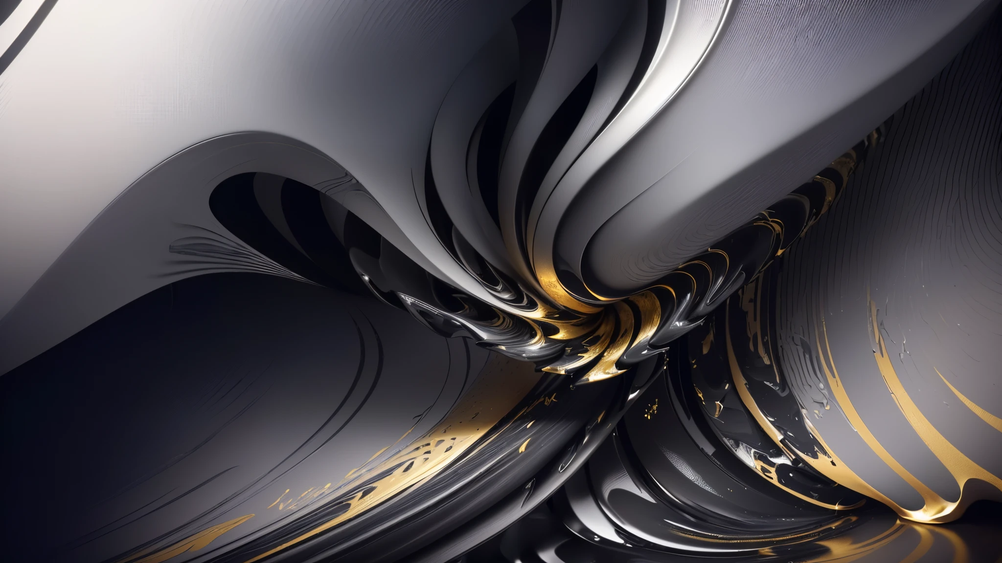 there is a shiny silver ((black and gold)) sculpture of tube, abstract cloth simulation, abstract liquid, 3 d fluid simulation render, rendered in octane, liquid simulation background, rendered in redshift, soft organic abstraction, 3d rendered in octane, 3 d rendered in octane, flowing material, ultra detail. digital painting, smooth 3d cg render, rendered in arnold