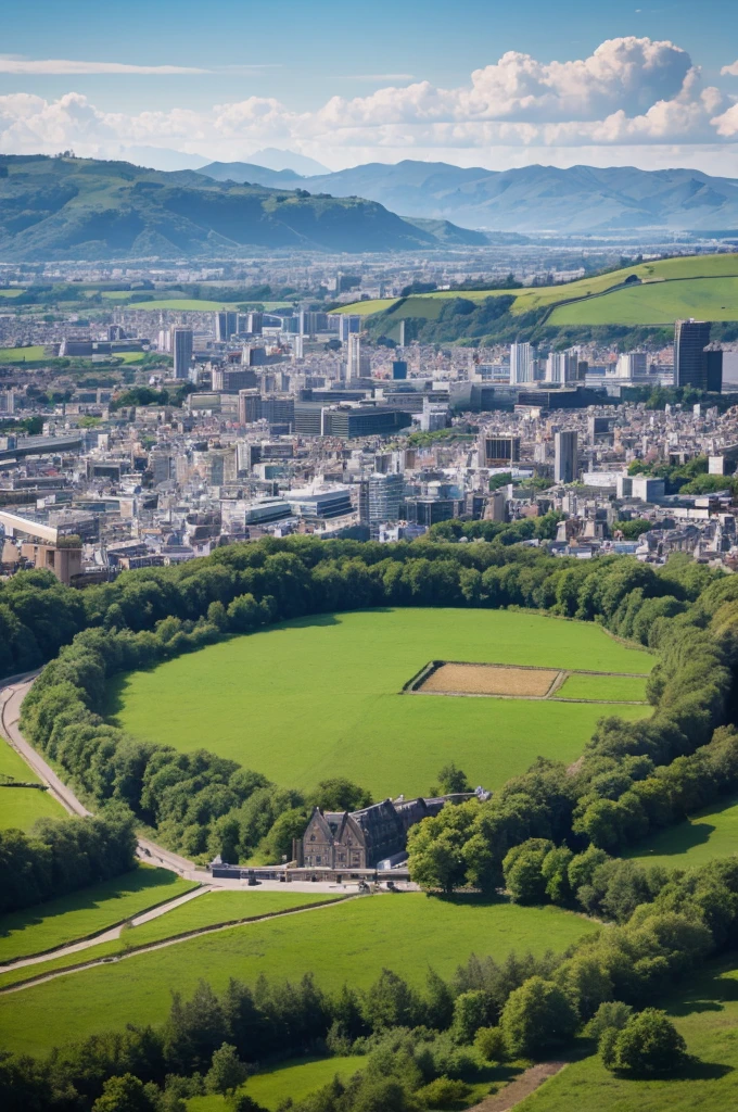 A big city beyond the countryside