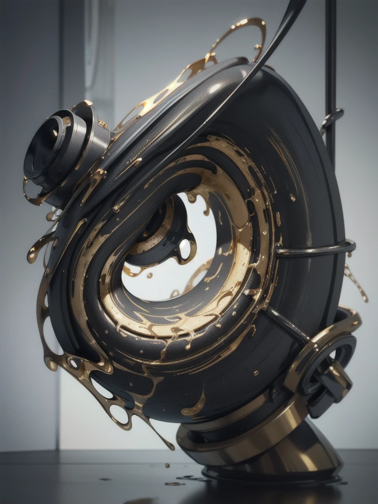 there is a shiny silver ((black and gold)) sculpture of tube, a pipe, piping, abstract cloth simulation, abstract liquid, 3 d fluid simulation render, rendered in octane, liquid simulation background, rendered in redshift, soft organic abstraction, 3d rendered in octane, 3 d rendered in octane, flowing material, ultra detail. digital painting, smooth 3d cg render, rendered in arnold