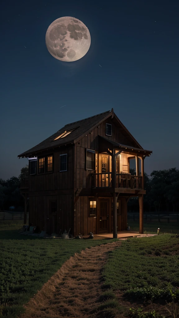 Create a natural moon night house boys farms
