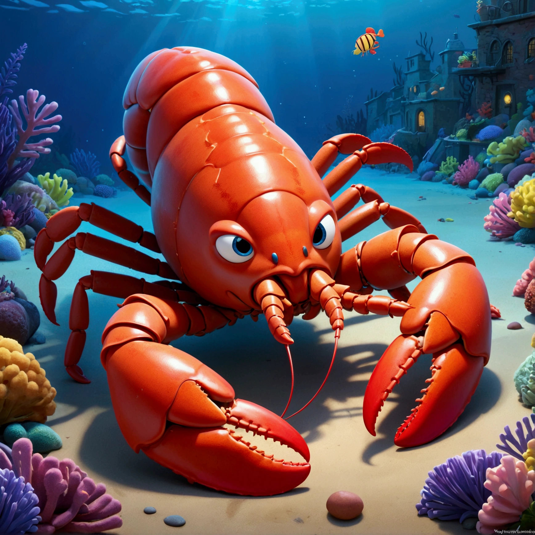 lobster, pixar cartoon style,masterpiece, best quality