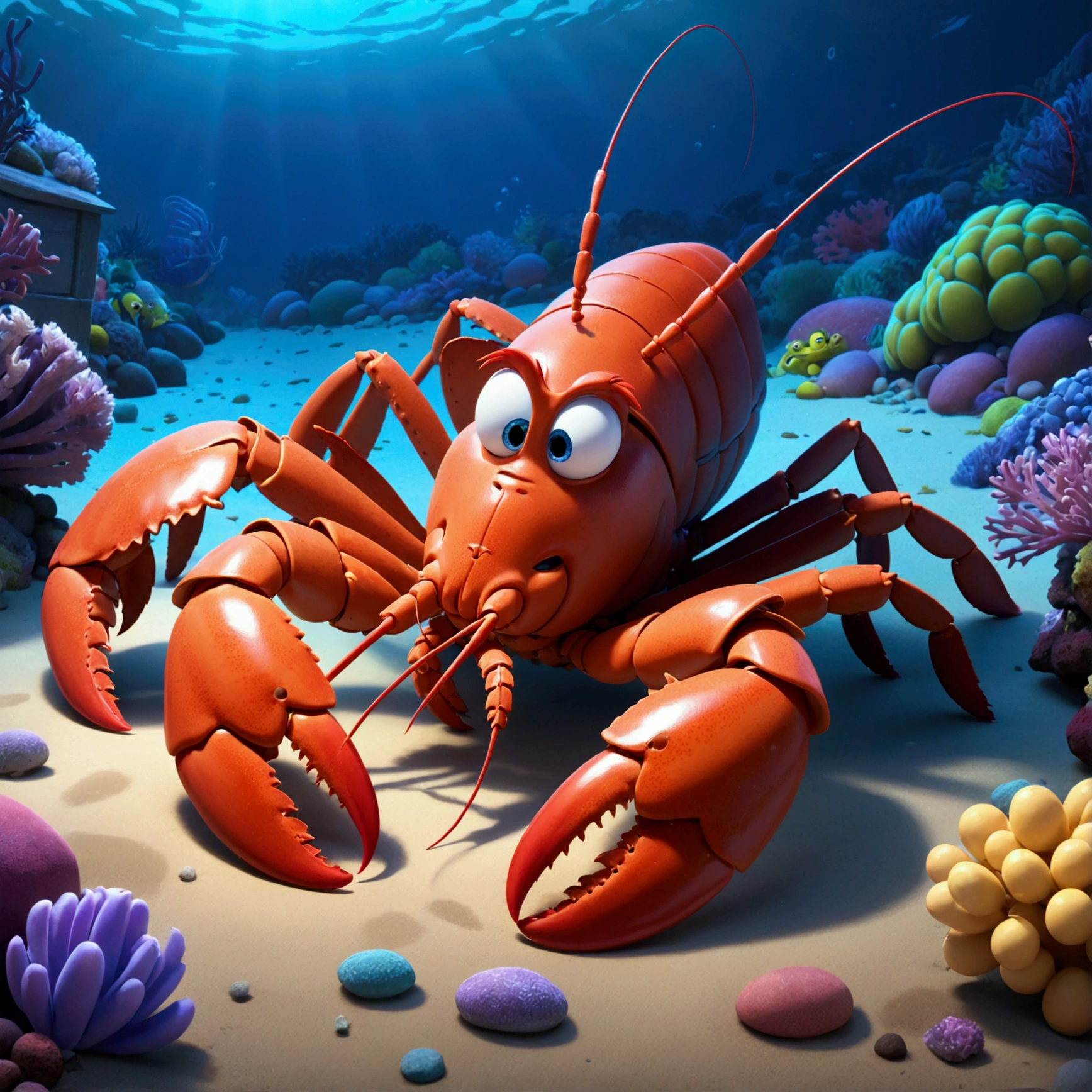 lobster, pixar cartoon style，masterpiece, best quality