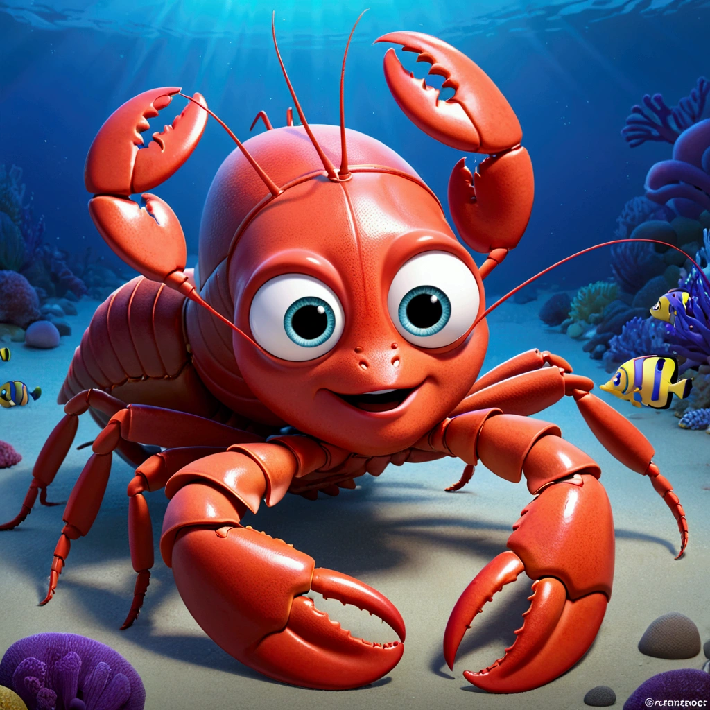 lobster, pixar cartoon style，masterpiece, best quality