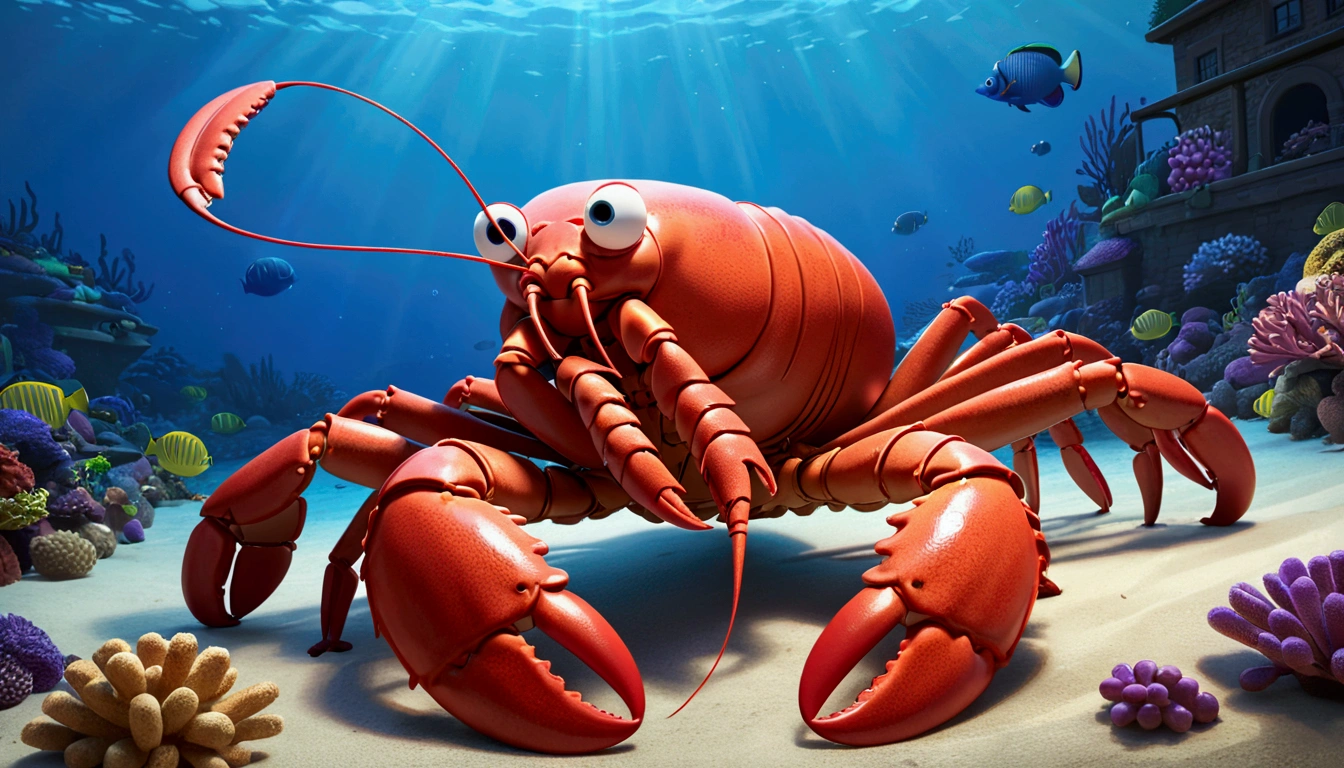 Large lobster, pixar cartoon style,masterpiece, best quality