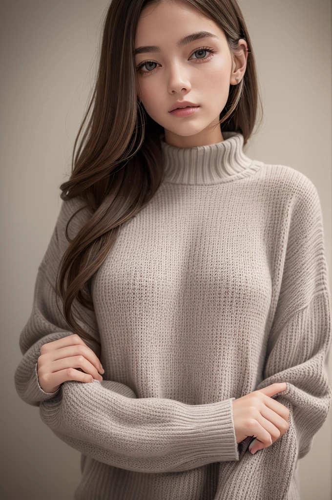 ((best qualityer)), ((work of art)), (detailded), 1 girl, ombro to ombro sweater,