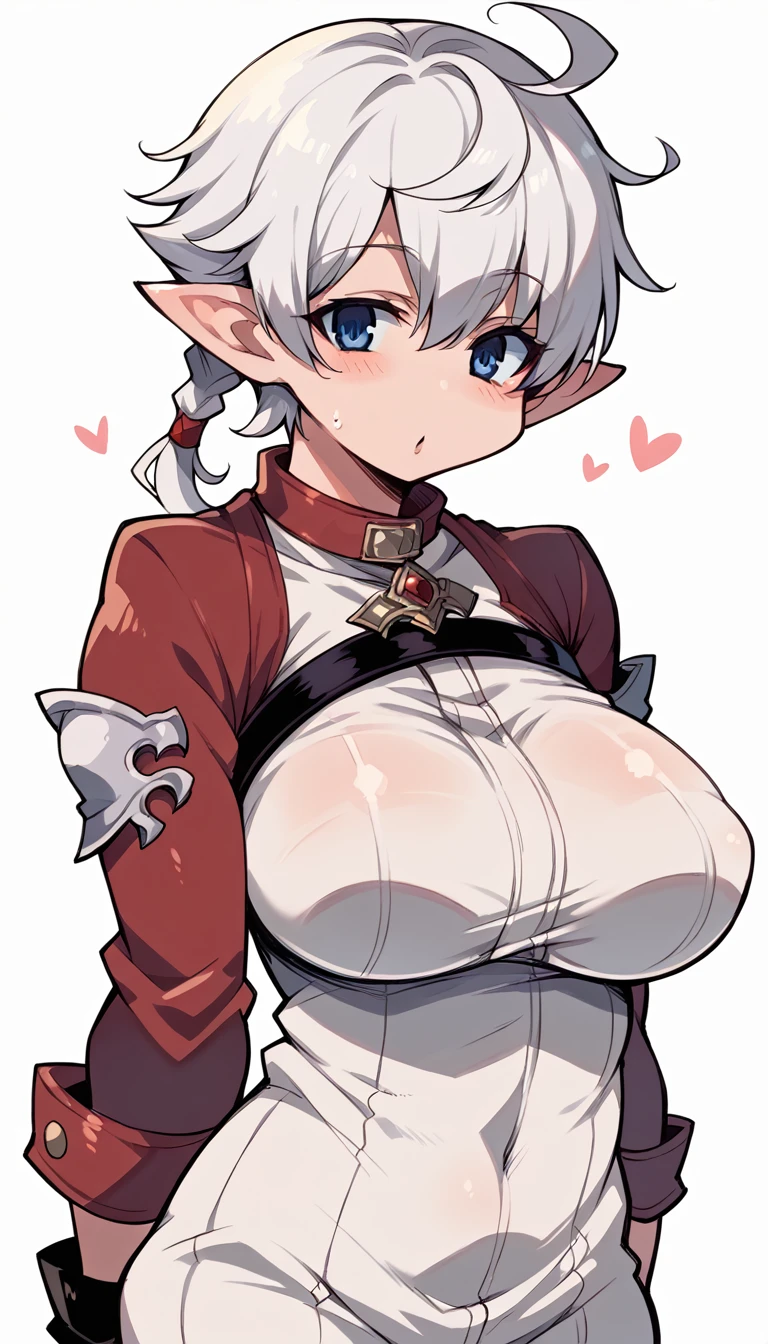 score_9, score_8_up, score_7_up, score_6_up, score_5_up, score_4_up, BREAK,,((1girl)),Alisaie Leveilleur,逆バニースーツ,White background,very big breasts,はみ出る胸, ラテックス,