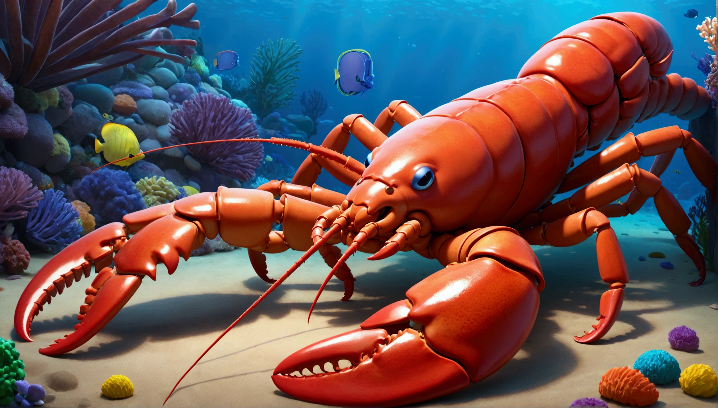 Large lobster, pixar cartoon style,masterpiece, best quality