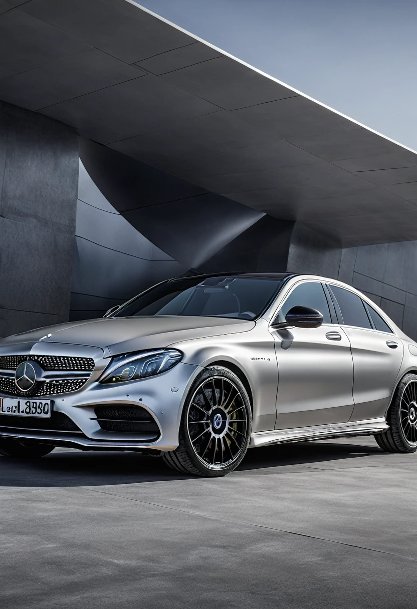 a Mercedes Bens C Class, new model, silver color, ultra 4k, full HD, realistic, real, defined