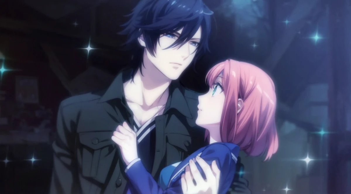 make the person tokiya ichinose, and have him hold the girl who has long brown hair, no bangs and green eyes