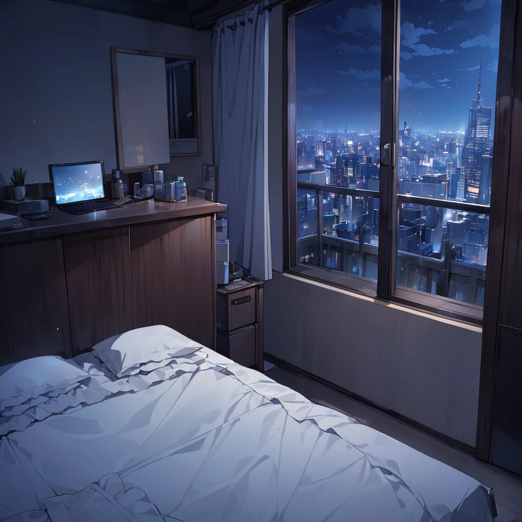 night、View of the bed in the room