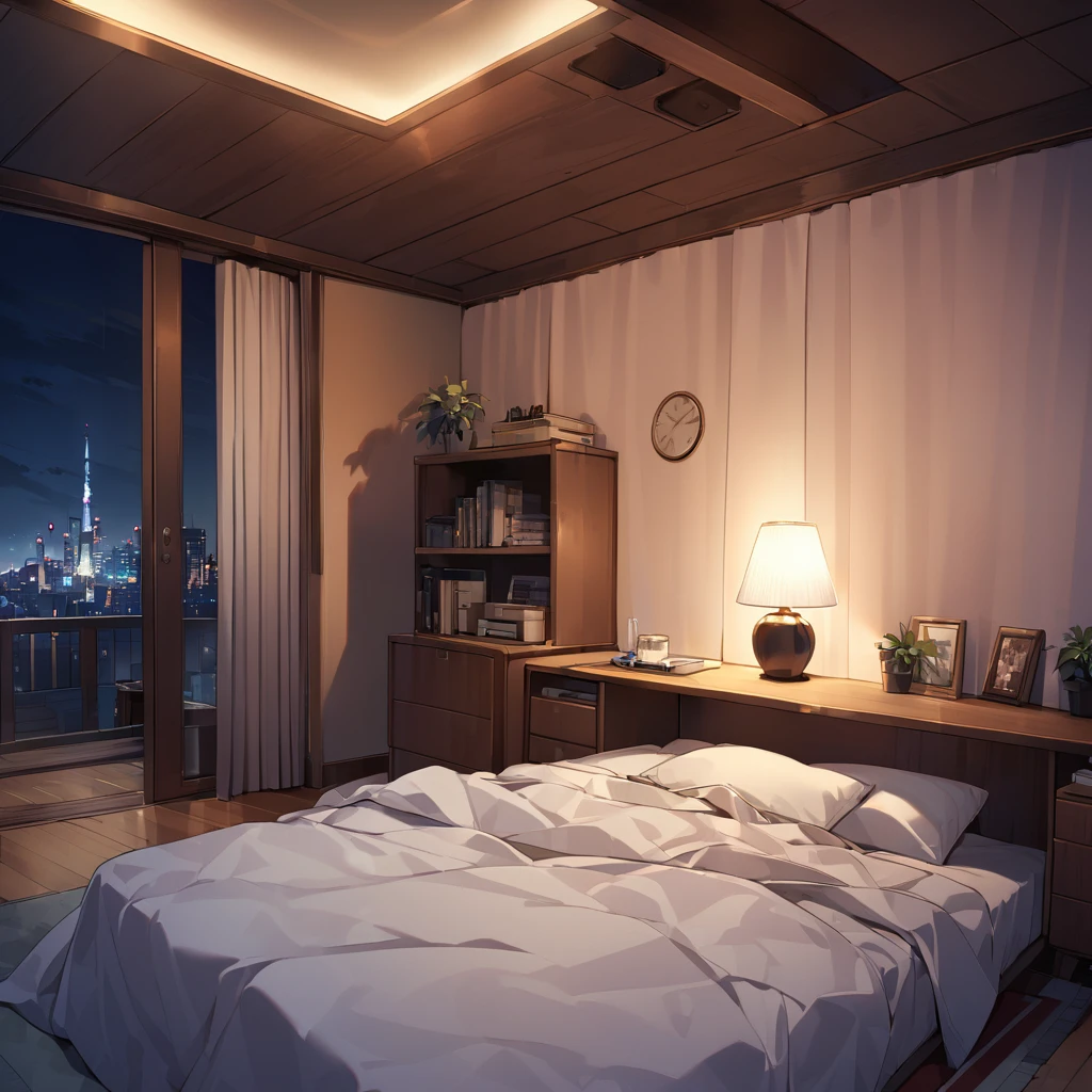 night、View of the bed in the room