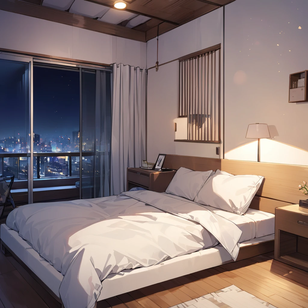 night、View of the bed in the room