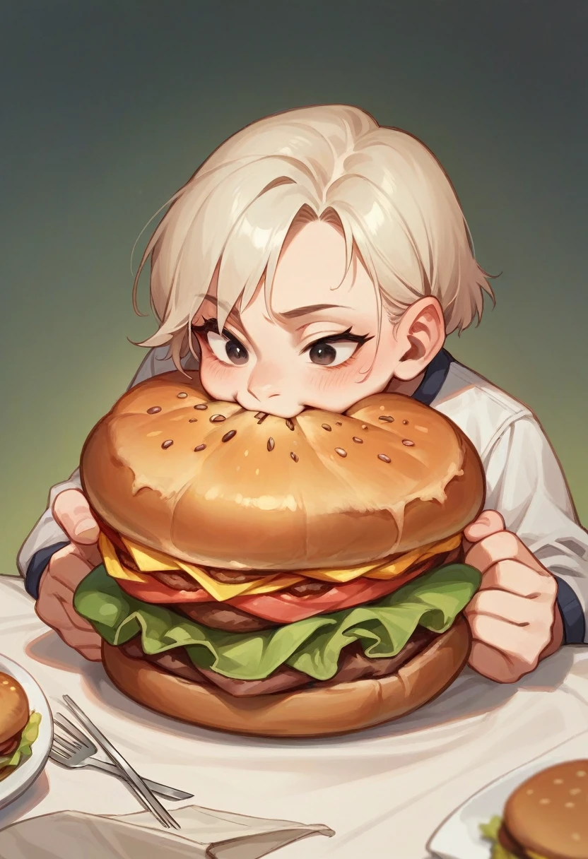 A cockroach eating a hamburger
