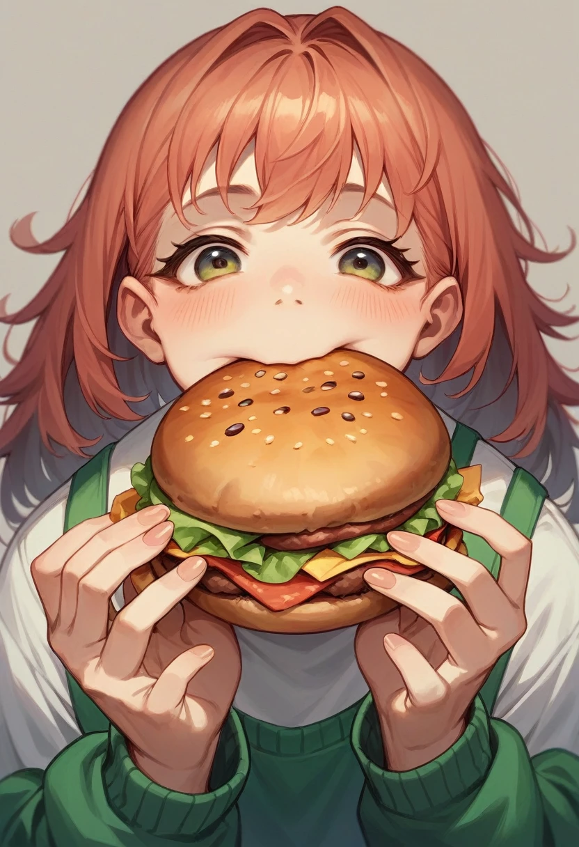 A cockroach eating a hamburger