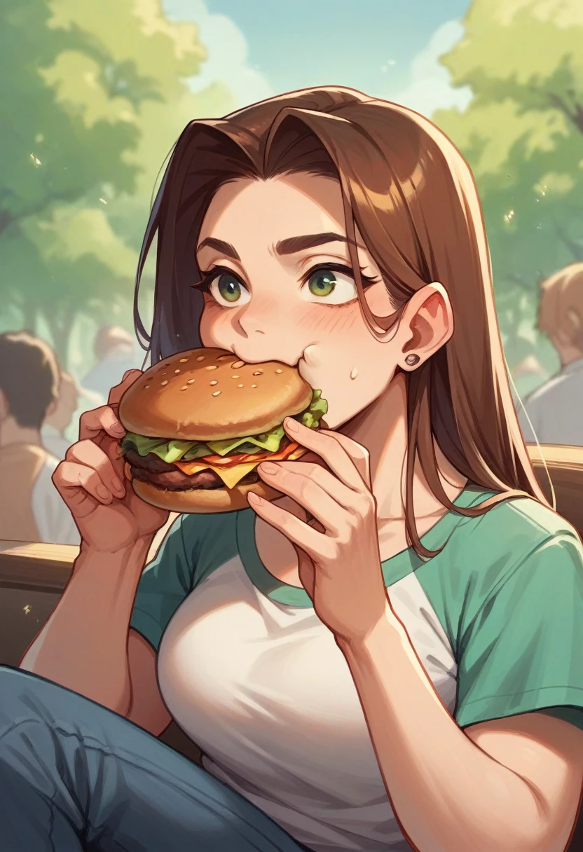 A cockroach eating a hamburger