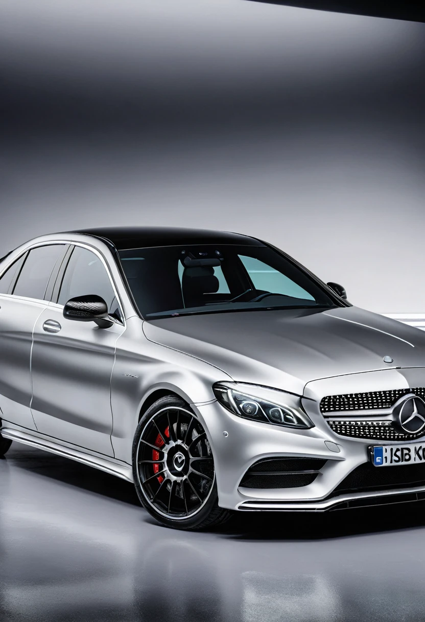 a Mercedes Bens C Class, new model, silver color, ultra 4k, full HD, realistic, real, defined