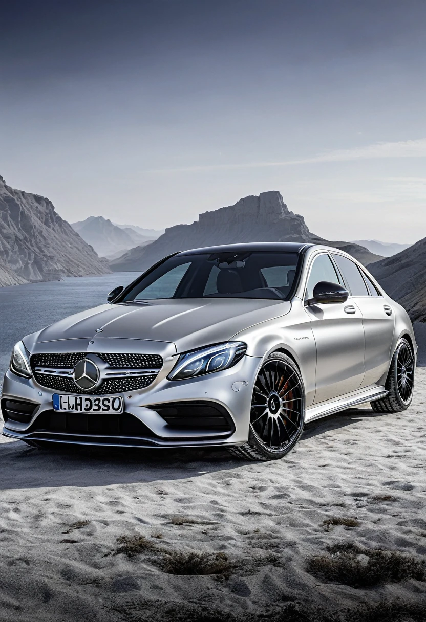 a Mercedes Bens C Class, new model, silver color, ultra 4k, full HD, realistic, real, defined
