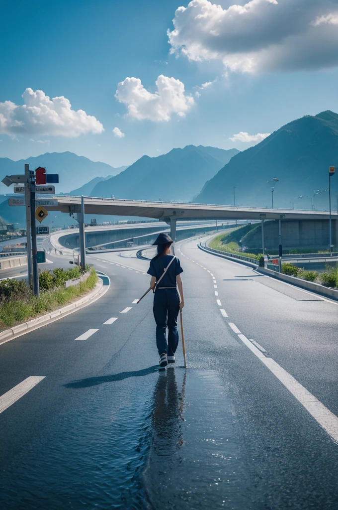 Sweeping Road为标题的宣传海报,No characters are needed on the screen。Title:Sweeping Road