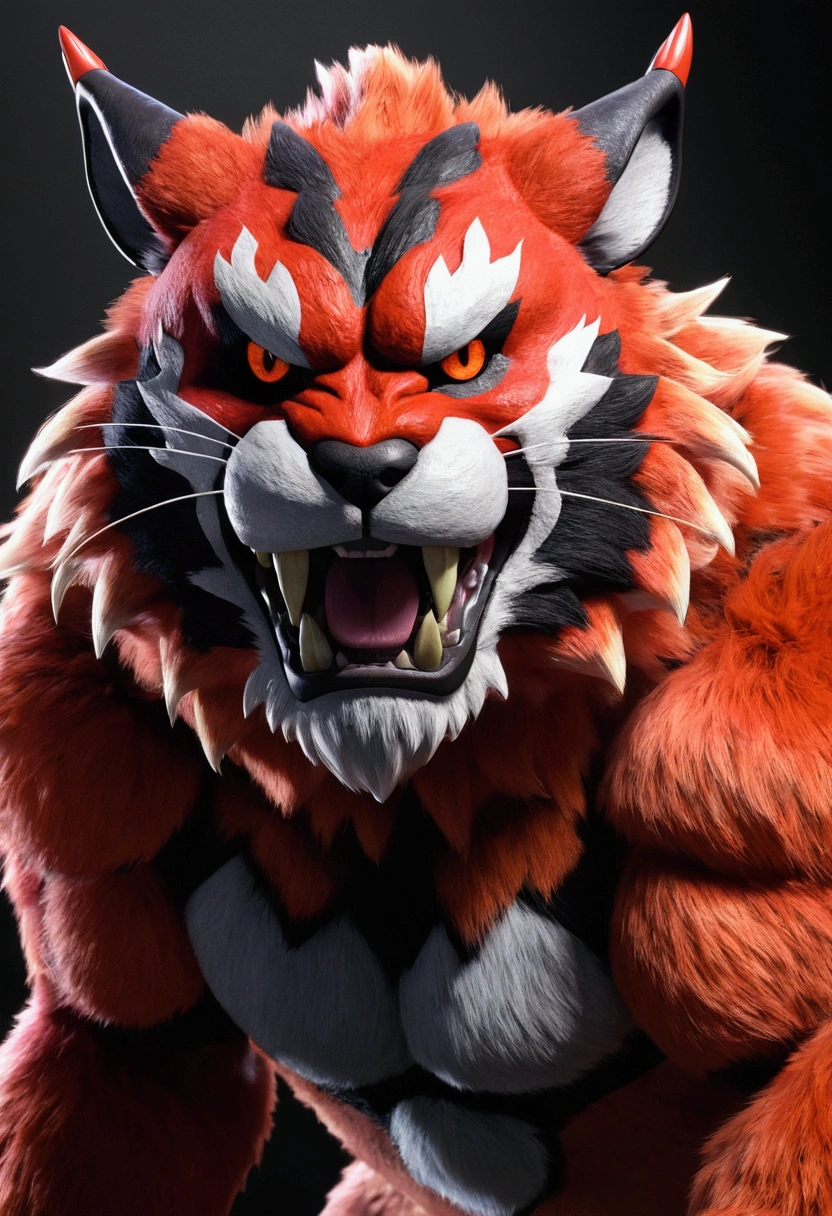Realistic Pokémon incineroar, realistic fur and texture, detailded