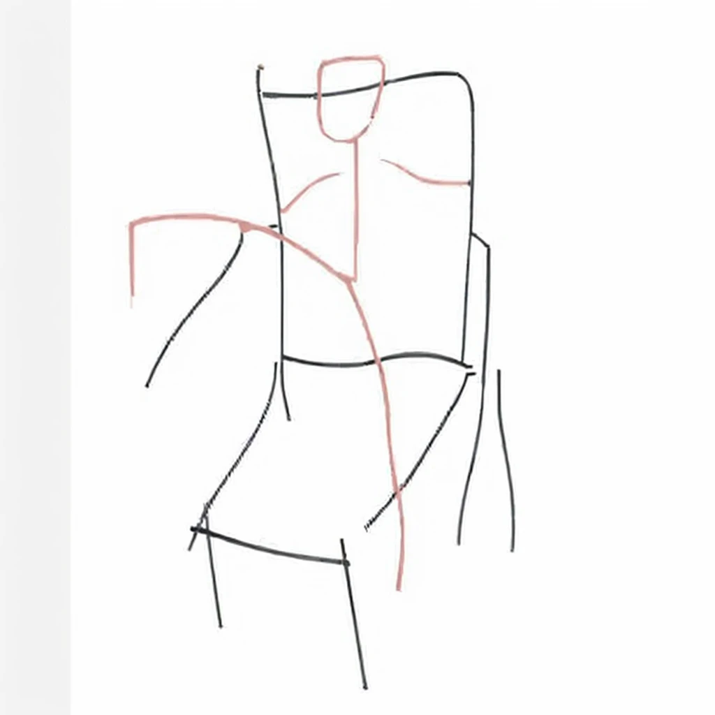 A person sitting on a chair in the painting，红色线是security guard大叔的姿态，Feet on the chair，security guard，Guard