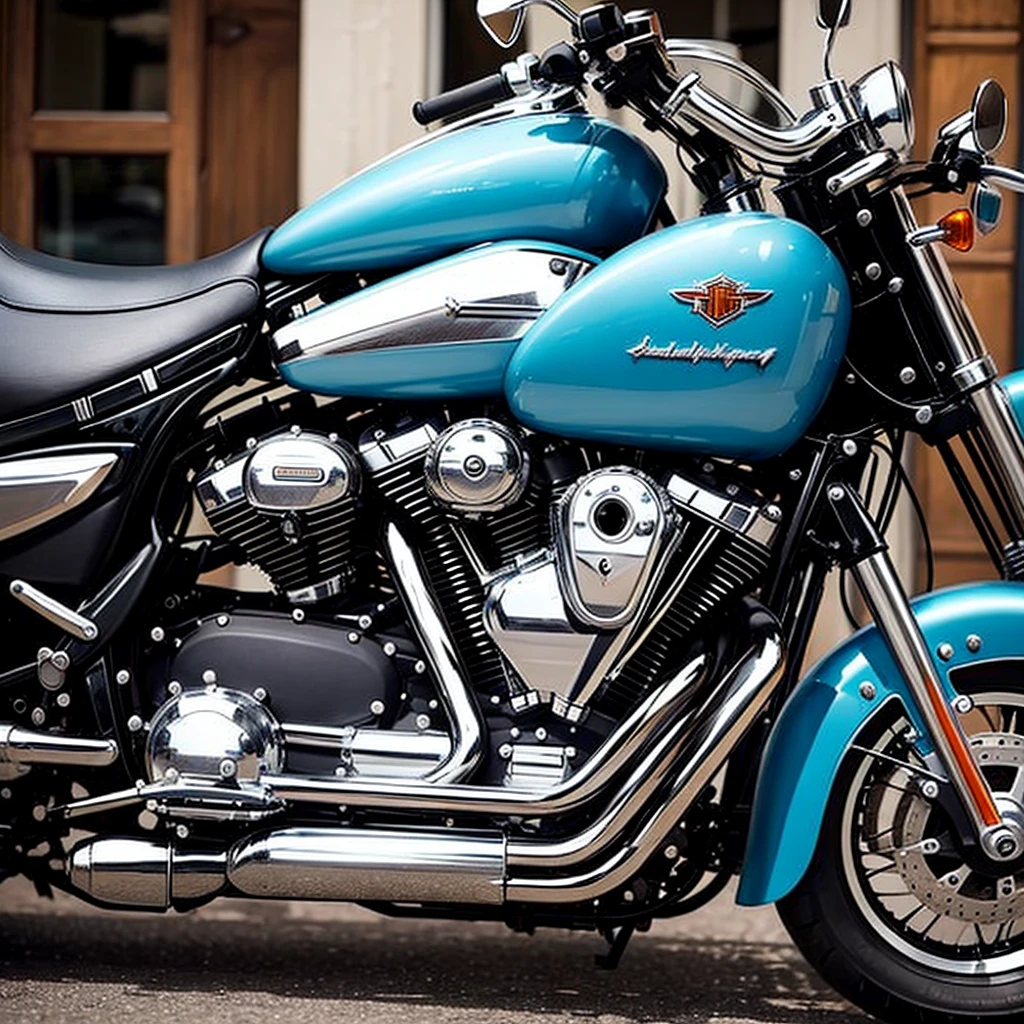 Side profile of a young man riding harley davidson