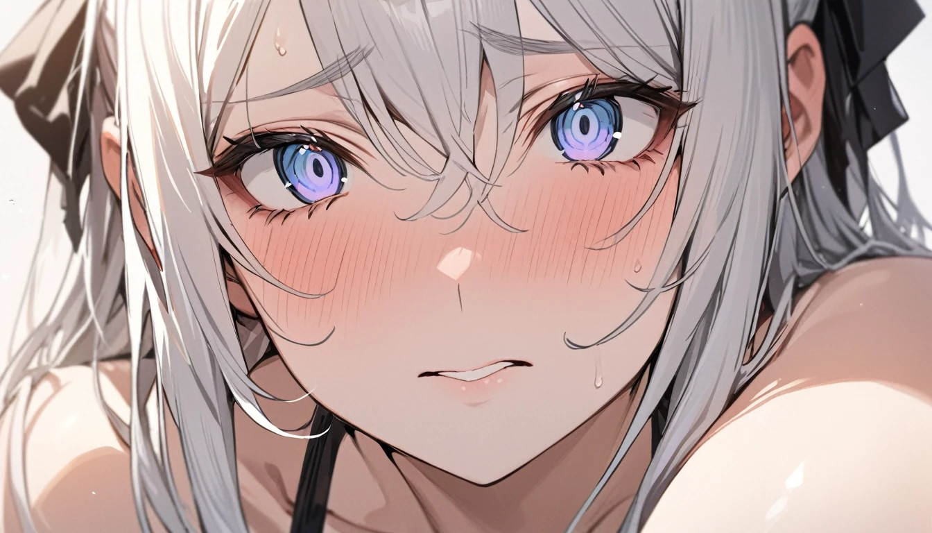 masterpiece, High resolution, perfect face, Japan beauties, 30 years old, beautiful face, white simple background, sexy bikini, embarrassed look, look at the camera, (top quality eyes), detailed texture, Look at me, Married woman, cool women, ((high resolution eyes)), hentai, white skin