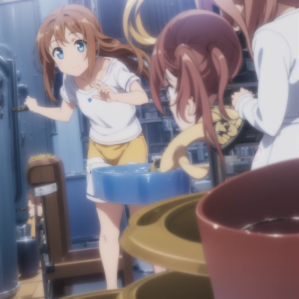 1 girl,Alone,animator,smile,Whole body,
 hope,Brown_hair,long_hair,blue_eyes,collector,