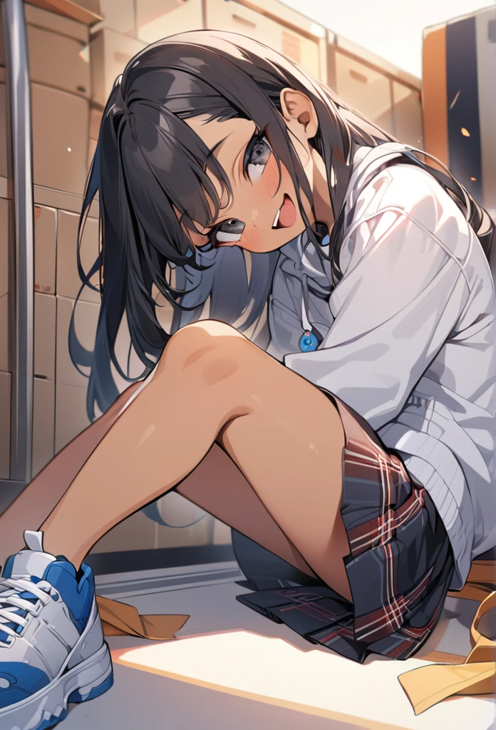 A shy smile ,hug,shirase_sakuya,twintail,,lift underwear,(((three-quarter socks)))